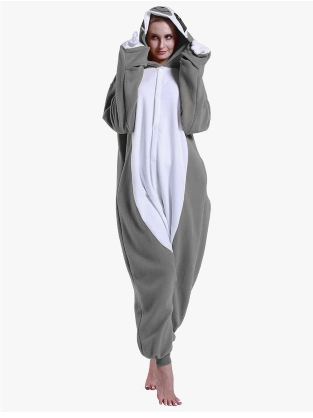 NEW Sloth Onesie Pajamas Adult Medium Animal Cosplay Costume One Piece
